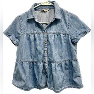 Madewell Denim Seamed Button-Down Shirt size xs extra small
